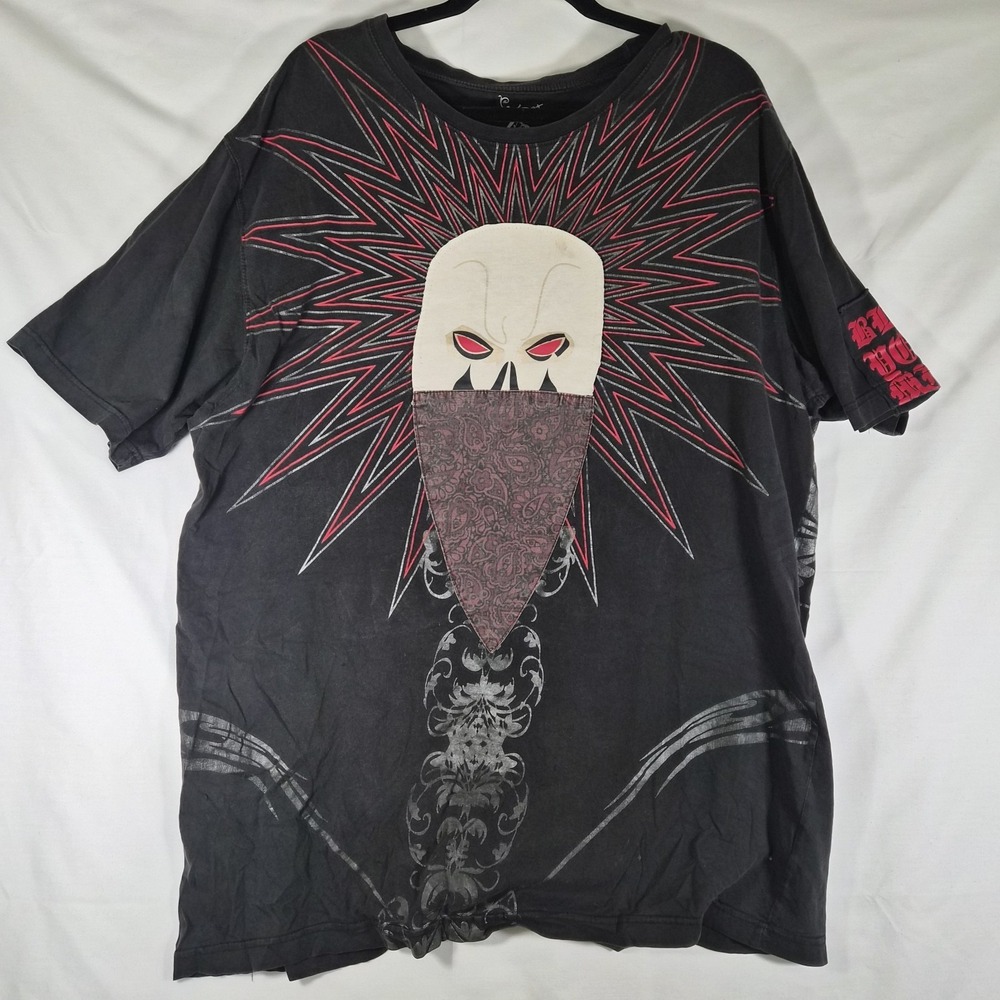 Delf Trading Carnival Skull Graphic T-Shirt Mens 3XL 4XL Black Red Gothic Y2K...